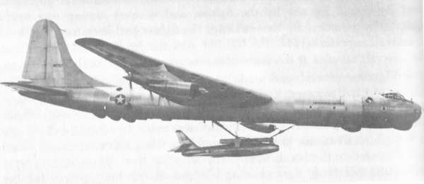 Republic F-48F being retracted into an RB-36F carrier aircraft