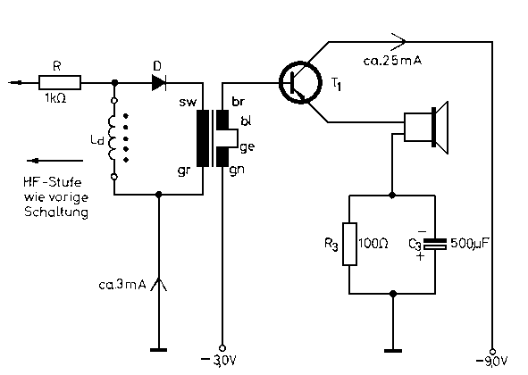 Schaltung nach Abb. 97 mit Transformatorkopplung