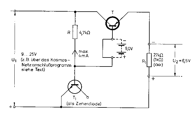 Ein Spannungsstabilisator mit Zenerdiode