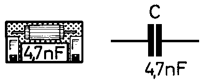 4.7-nF-Kondensator in Aufbauzeichnung und Schaltbild
