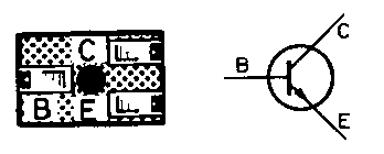 npn-Transistor in Aufbauzeichnung und Schaitbild